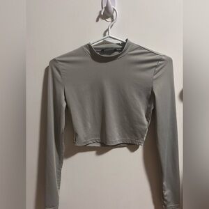 Grey Mockneck Croptop